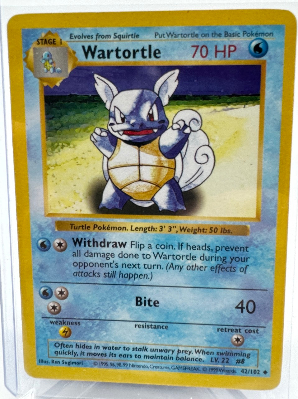 Wartortle Shadowless Pokémon Card - Base Set 42/102 - Classic Card