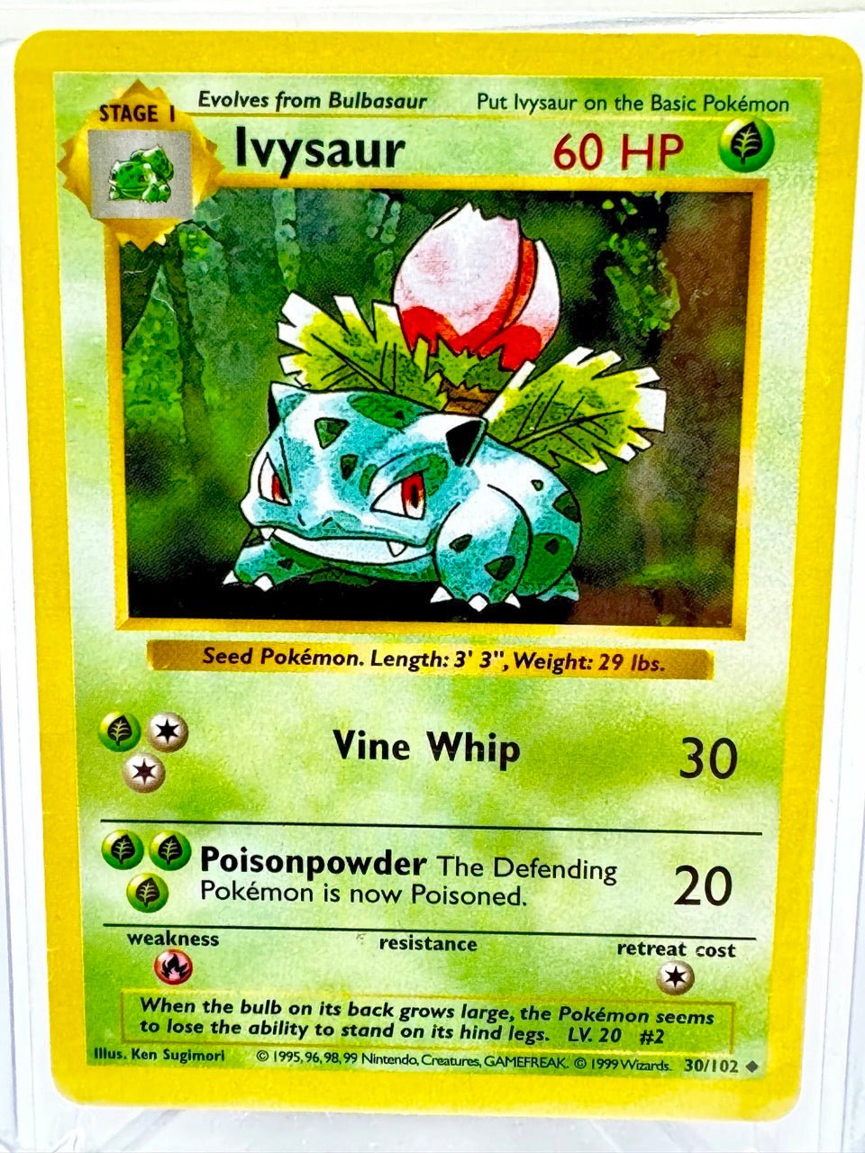 Ivysaur Shadowless Pokémon Kort - Base Set 30/102 - Klassisk Kort - CollexyLux.dk