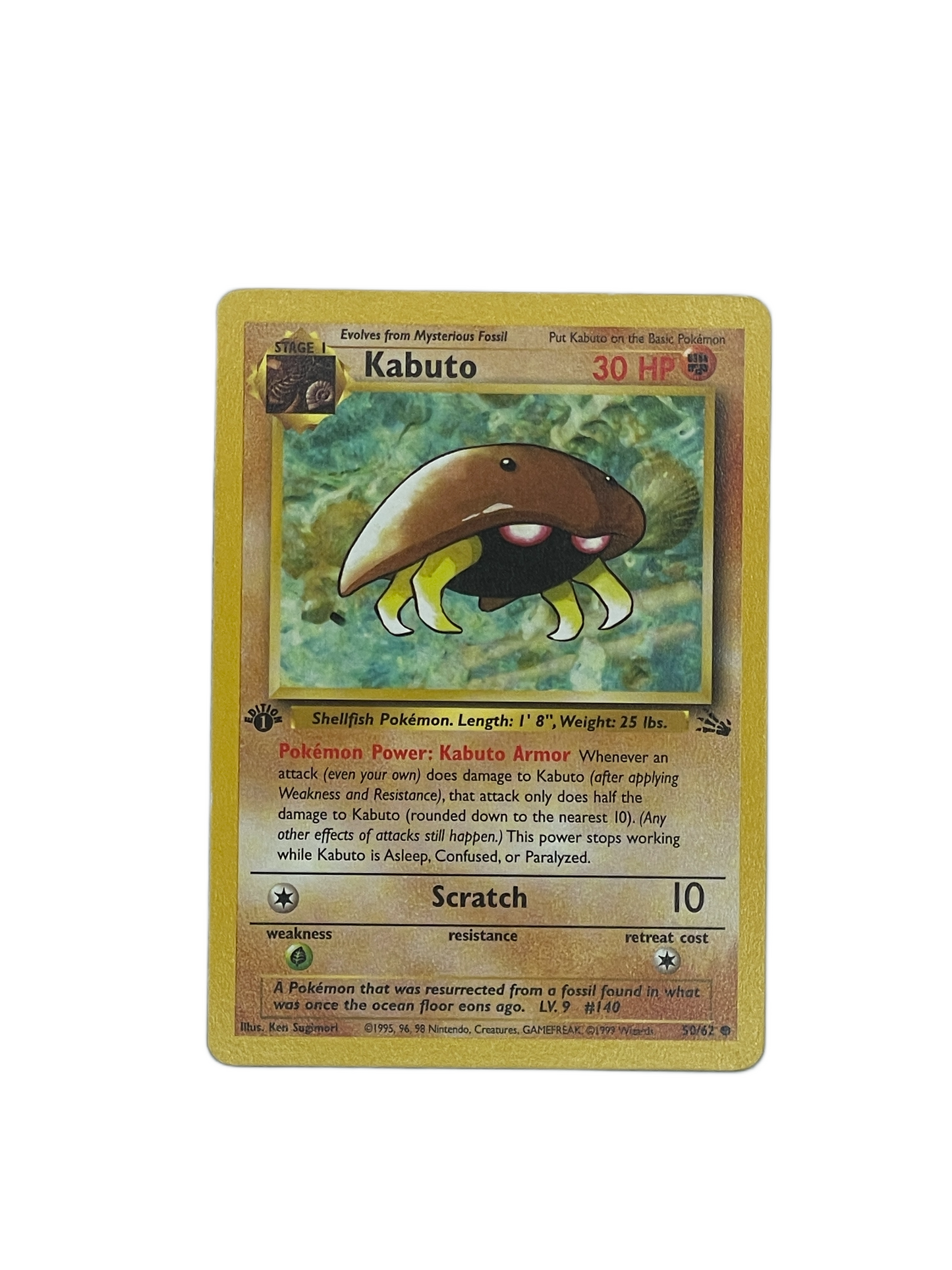 Kabuto 1st Edition Common – Fossil 50/62 Pokémon kort