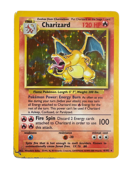 Charizard 4/102 Holo fra Pokémon Base Set – fuldt billede af kortets forside