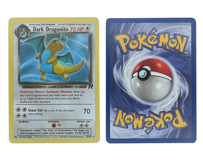 Originalt Pokémonkort – Dark Dragonite Rare forside + bagside fra Team Rocket, kort nr. 22/82 – CollexyLux