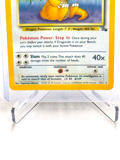 dragonite pokemon card 4 62 1999 Holo Fossil PSA 6 on Fanatics Collect Holo Rare Retreat cost Pokemon Fossil Dragonite 4/62 PSA