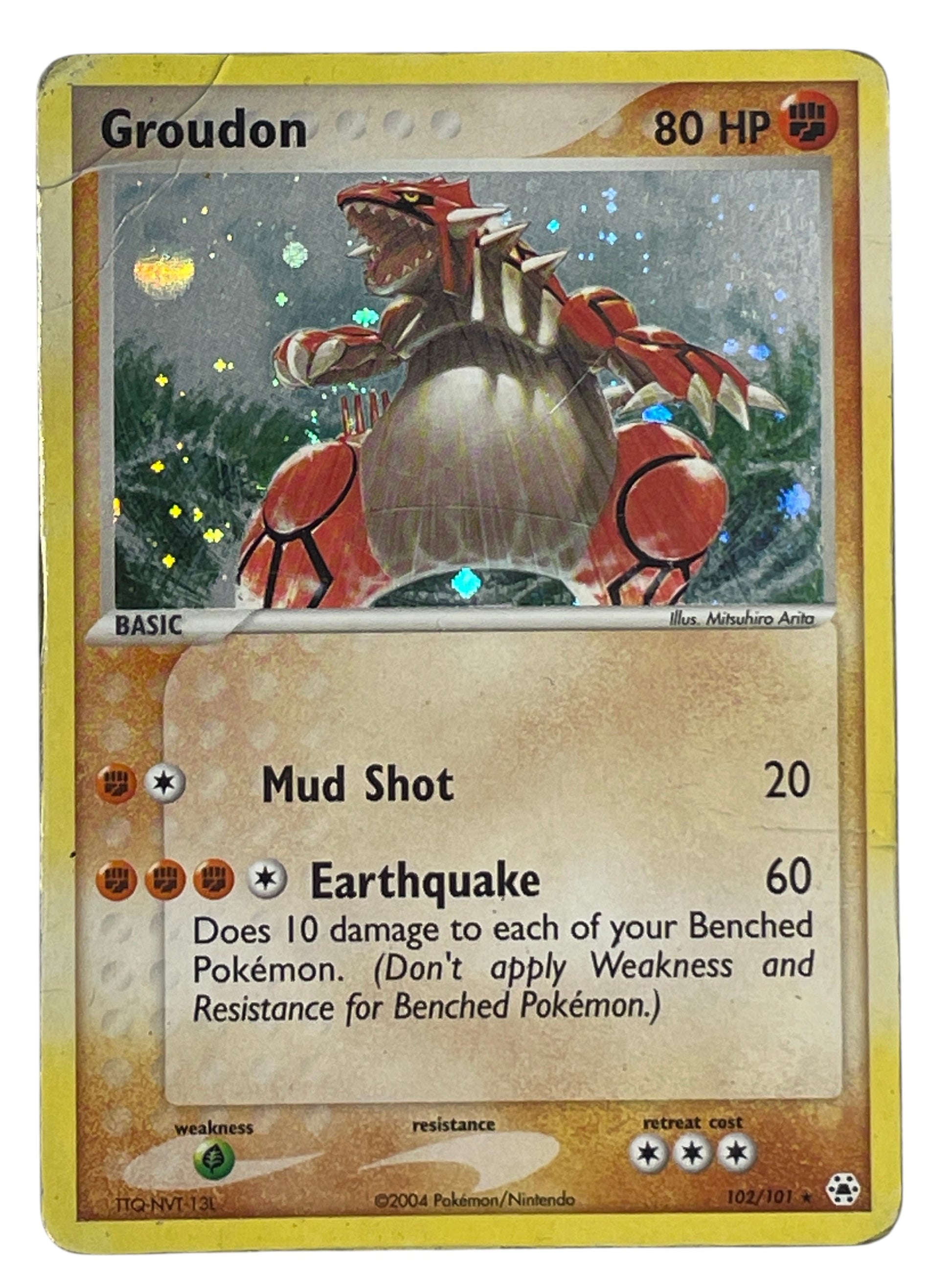 Groudon 102/101 Holo Secret Rare fra Pokémon EX Hidden Legends – fuldt billede af kortets forside
